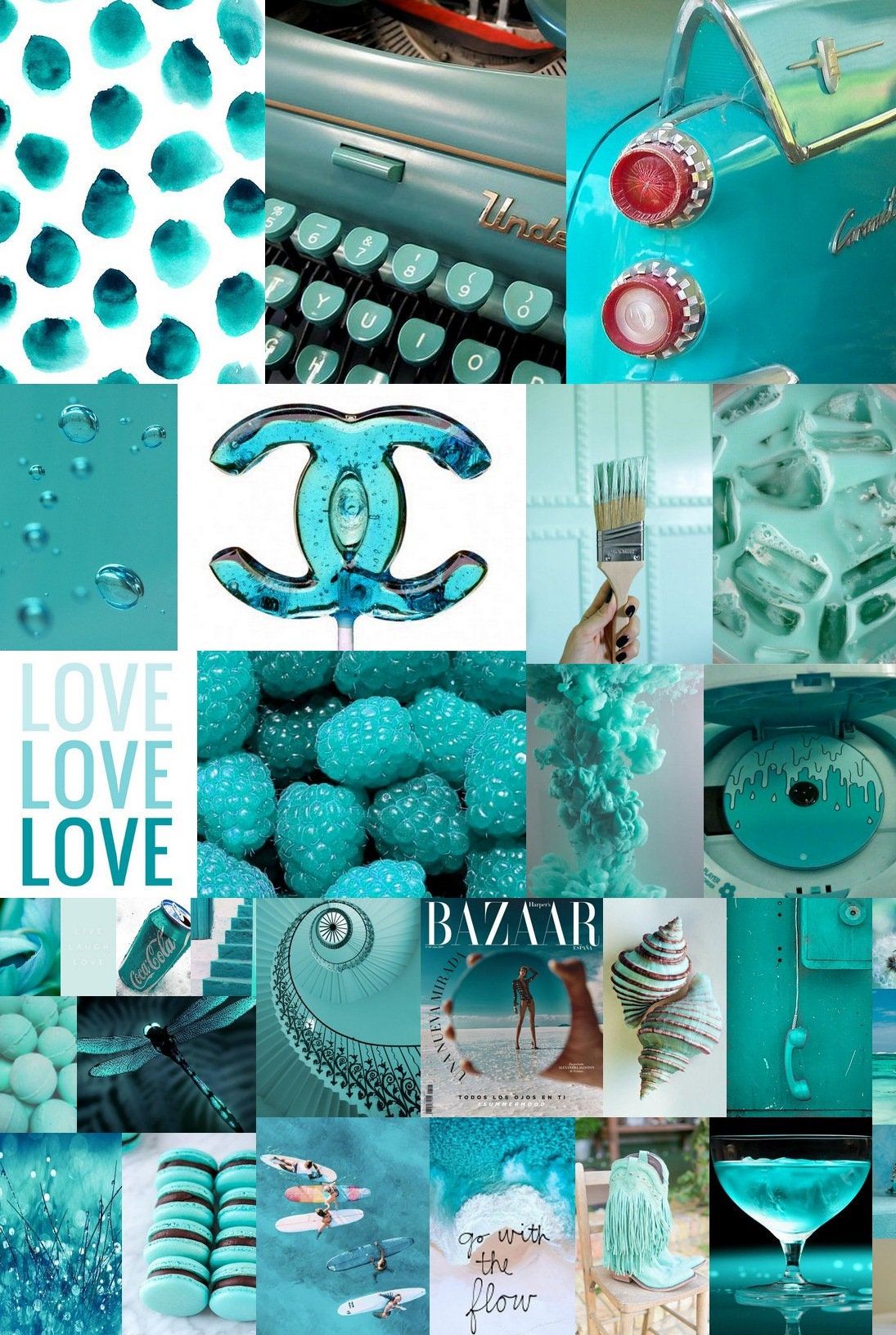 Boujee Turquoise Aesthetic Wall Collage