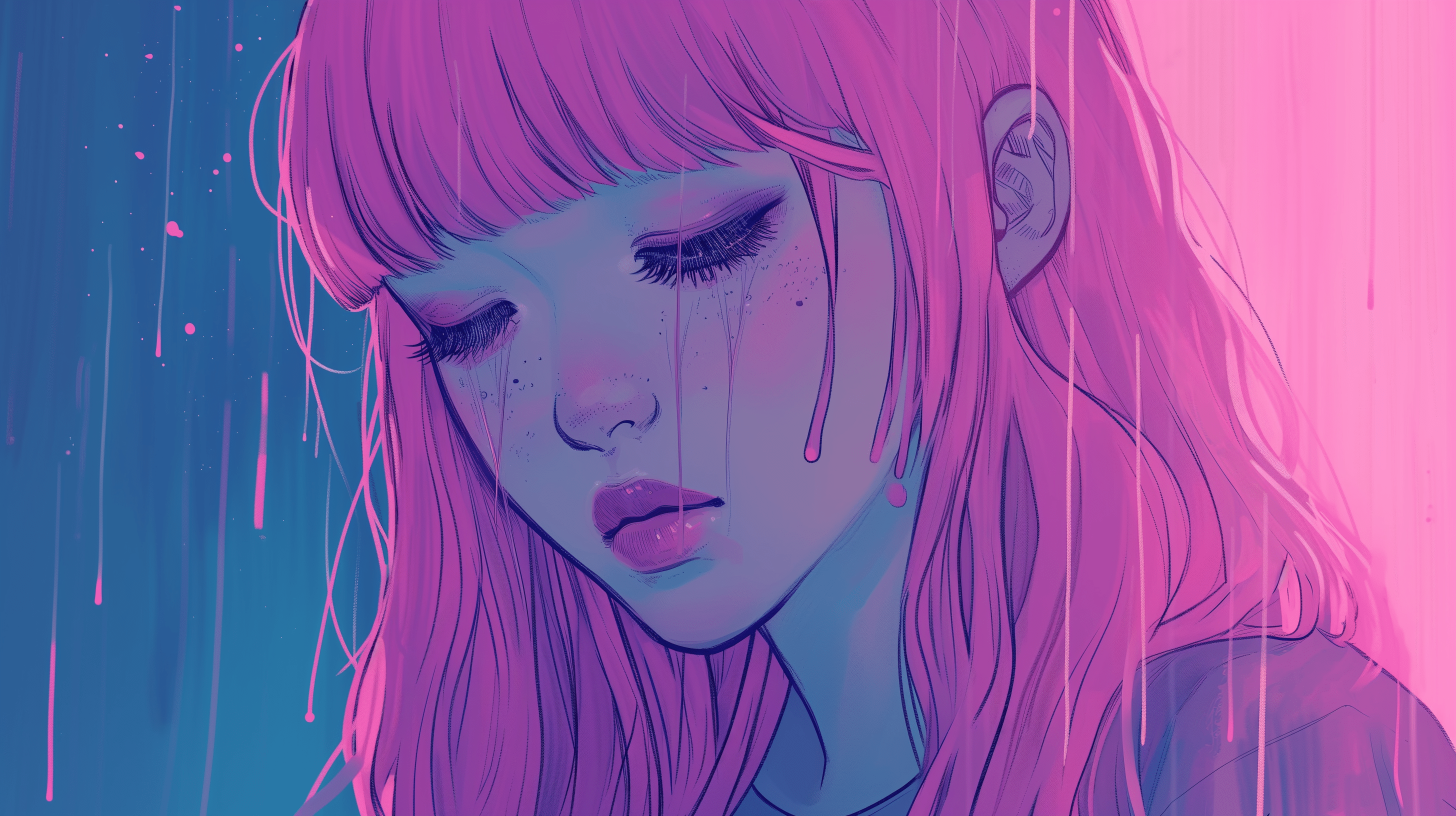 Melancholic Lofi Girl HD Wallpaper