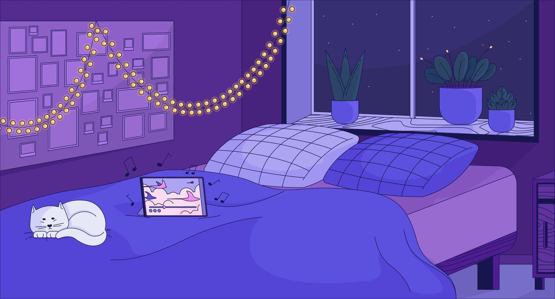 sleeping cat 2D cartoon background