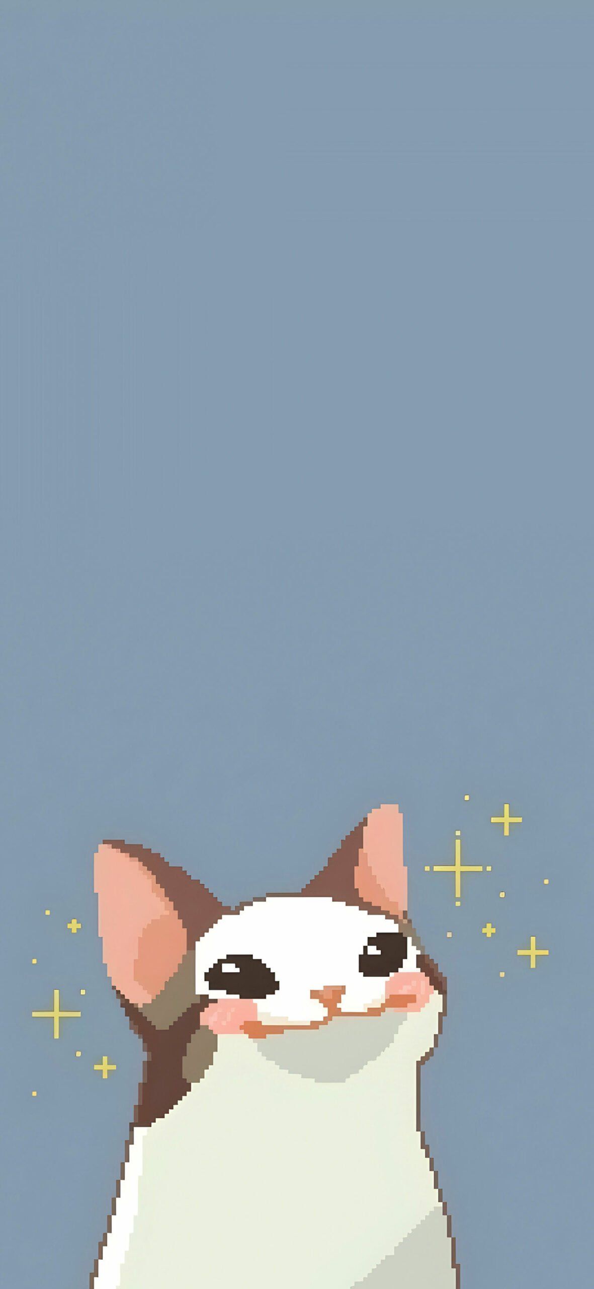 Smiling Popcat Pixel Wallpaper