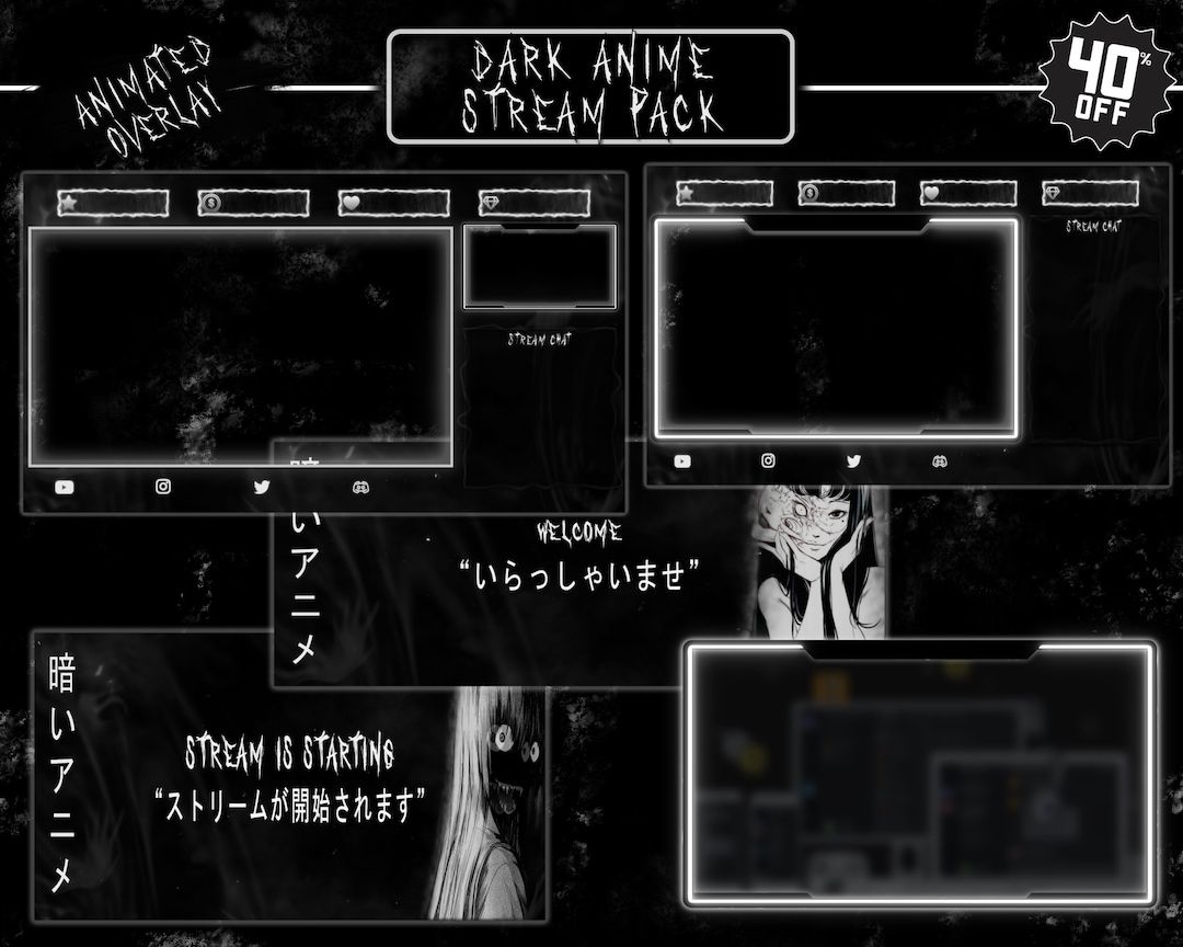 Animated Dark Anime Stream Overlay