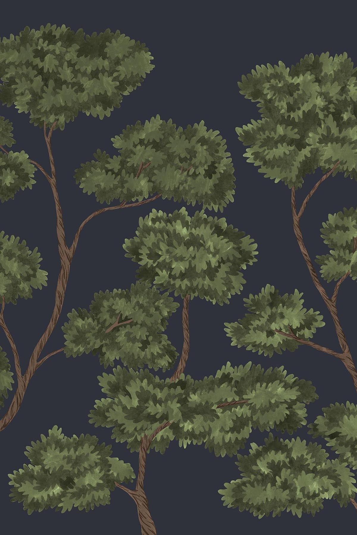 Woodland Forest. Botanical wallpaper