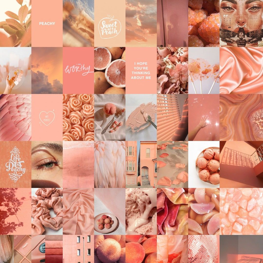 Peach Aesthetic Wall Collage Kit, Coral