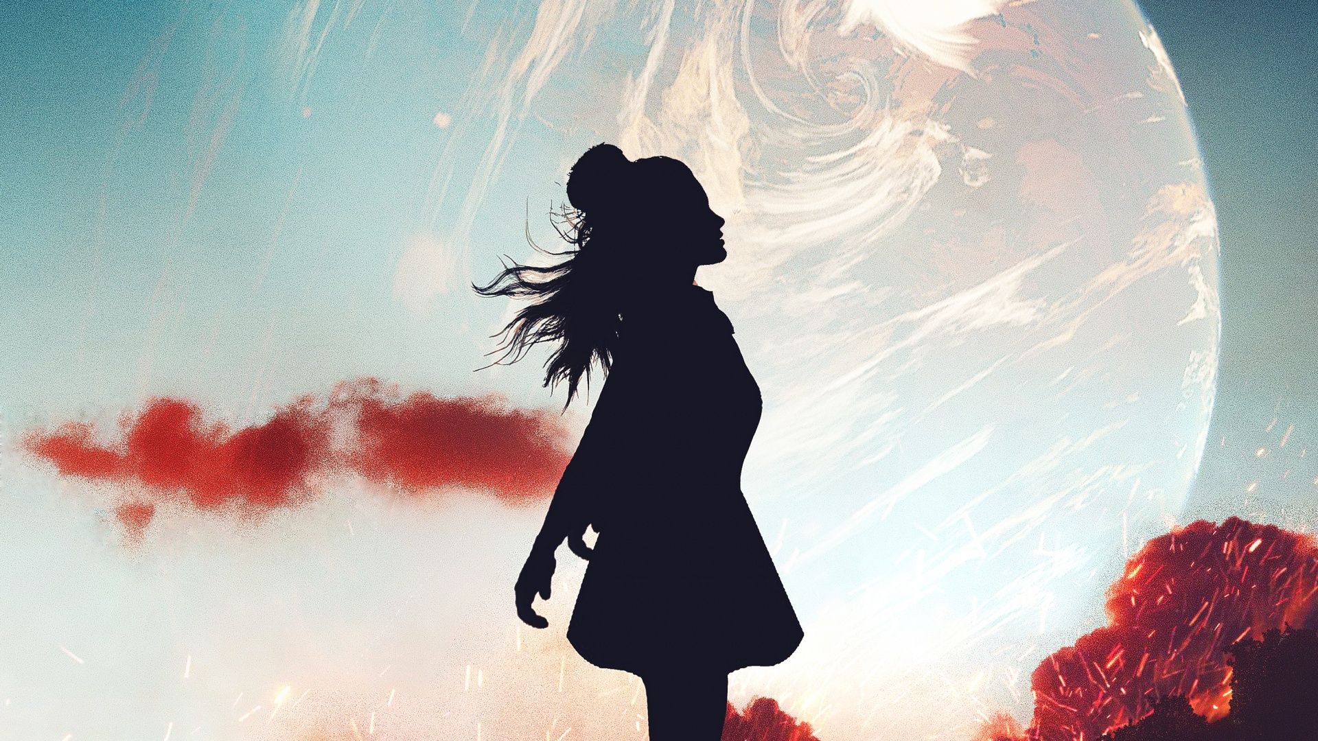 Alone Wallpaper 4K, Girl, Silhouette