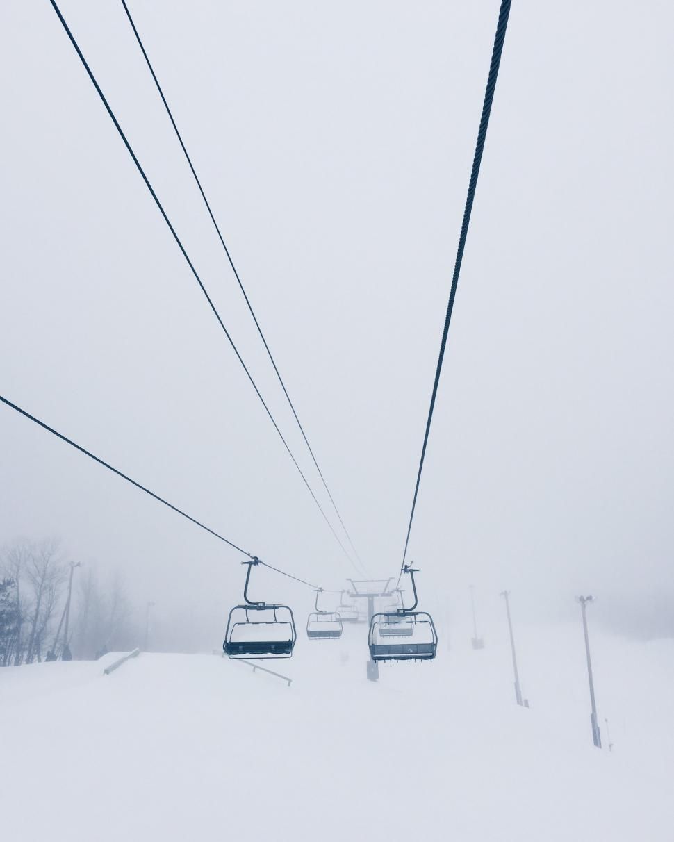 Free of Ski lift in snow