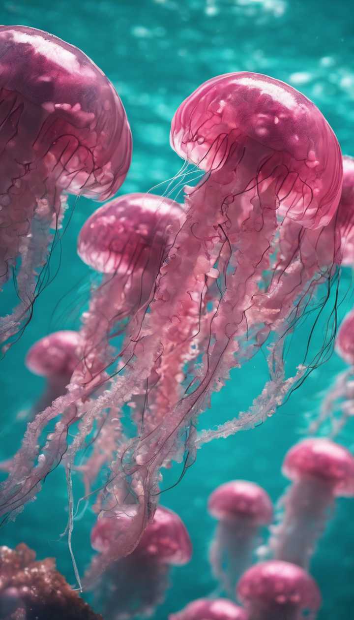 A pack of vibrant pink jellyfish