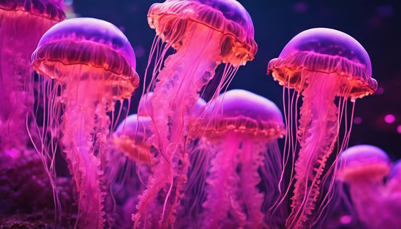 Bioluminescent jellyfish glowing