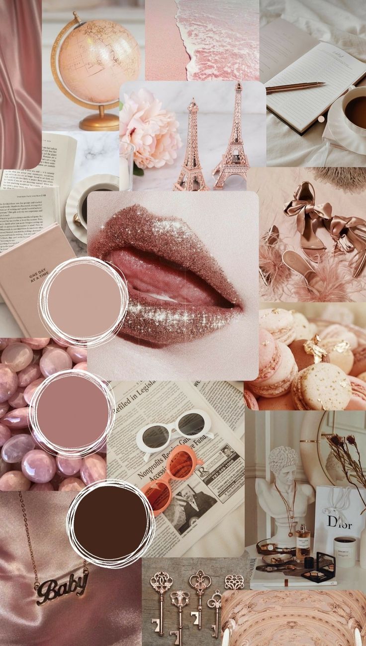 Aesthetic collage with pink and brown colors, with photos of different objects such as a globe, a cup of coffee, a pair of sunglasses, a book, a key, a lipstick, a bed, a cake, a pair of shoes, a notebook, a pair of glasses, a bag, a pair of earrings, a bed, a handbag, a cup, a bracelet, a necklace, a pair of shoes, a pair of sunglasses, a cake, a key, a bed, a handbag, a cup, a notebook, a pair of glasses, a bag, a pair of shoes, a bracelet, a necklace, a pair of sunglasses, a cake, a key, a bed, a handbag, a cup, a notebook, a pair of glasses, a bag, a pair of shoes, a bracelet, a necklace, a pair of sunglasses, a cake, a key, a bed, a handbag, a cup, a notebook, a pair of glasses, a bag, a pair of shoes, a bracelet, a necklace, a pair of sunglasses, a cake, a key, a bed, a handbag, a cup, a notebook, a pair of glasses, a bag, a pair of shoes, a bracelet, a necklace, a pair of sunglasses, a cake, a key, a bed, a handbag, a cup, a notebook, a pair of glasses, a bag, a pair of shoes, a bracelet, a necklace, a pair of sunglasses, a cake, a key, a bed, a handbag, a cup, a notebook, a pair of glasses, a bag, a pair of shoes, a bracelet, a necklace, a pair of sunglasses, a cake, a key, a bed, a handbag, a cup, a notebook, a pair of glasses, a bag, a pair of shoes, a bracelet, a necklace, a pair of sunglasses, a cake, a key, a bed, a handbag, a cup, a notebook, a pair of glasses, a bag, a pair of shoes, a bracelet, a necklace, a pair of sunglasses, a cake, a key, a bed, a handbag, a cup, a notebook, a pair of glasses, a bag, a pair of shoes, a bracelet, a necklace, a pair of sunglasses, a cake, a key, a bed, a handbag, a cup, a notebook, a pair of glasses, a bag, a pair of shoes, a - Rose gold