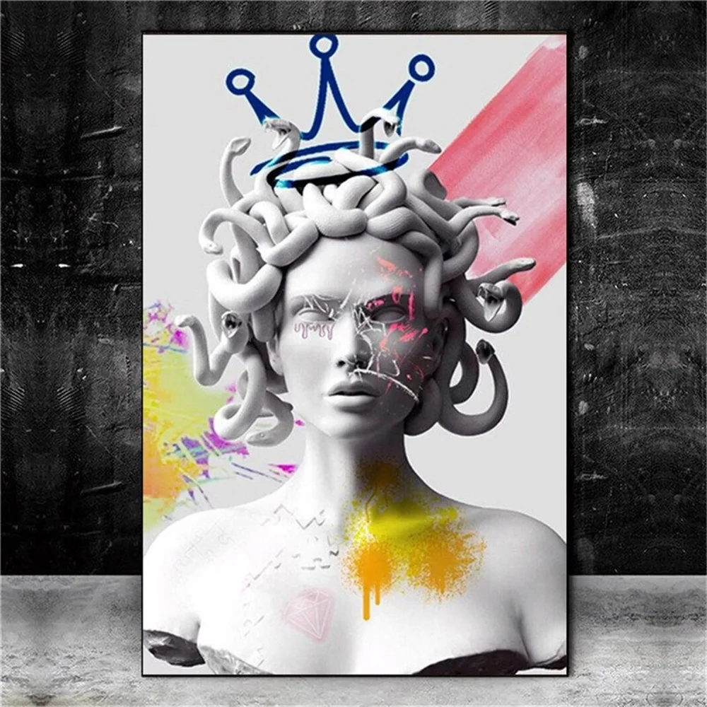 Graffiti Sculpture Medusa Canvas