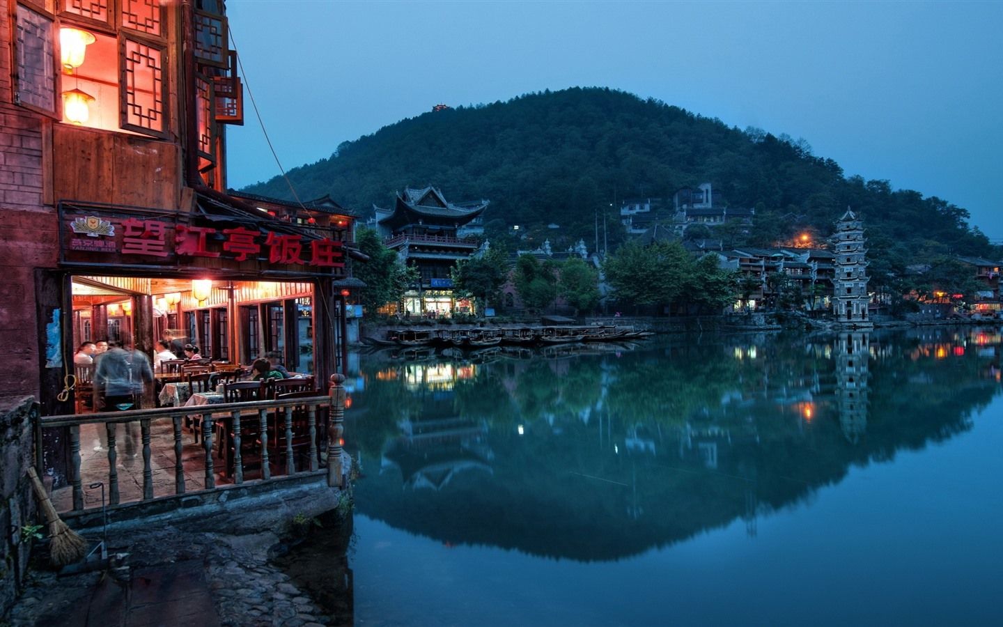 Wallpaper China, park, lake, tower