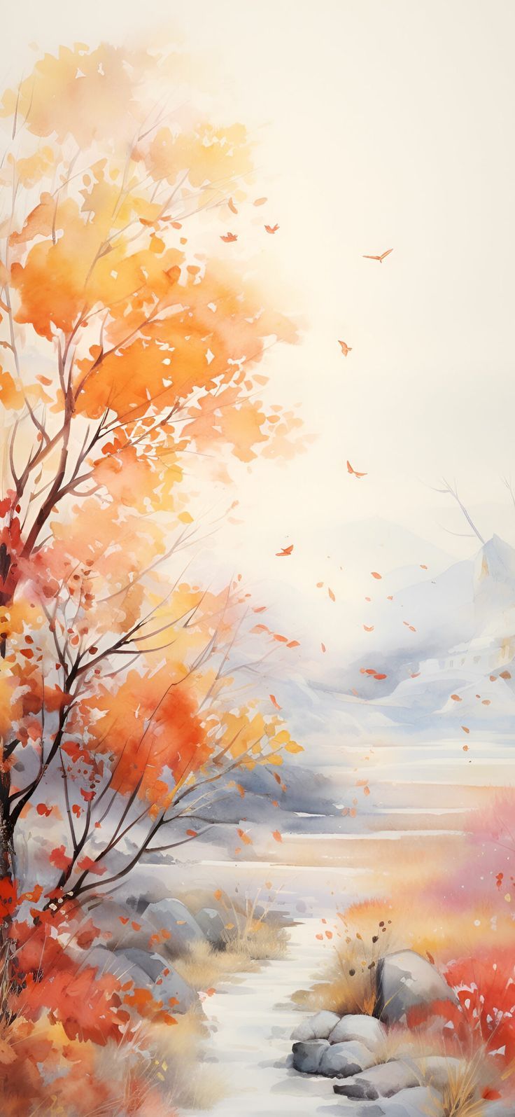 Aesthetic Scenery Fall Watercolor