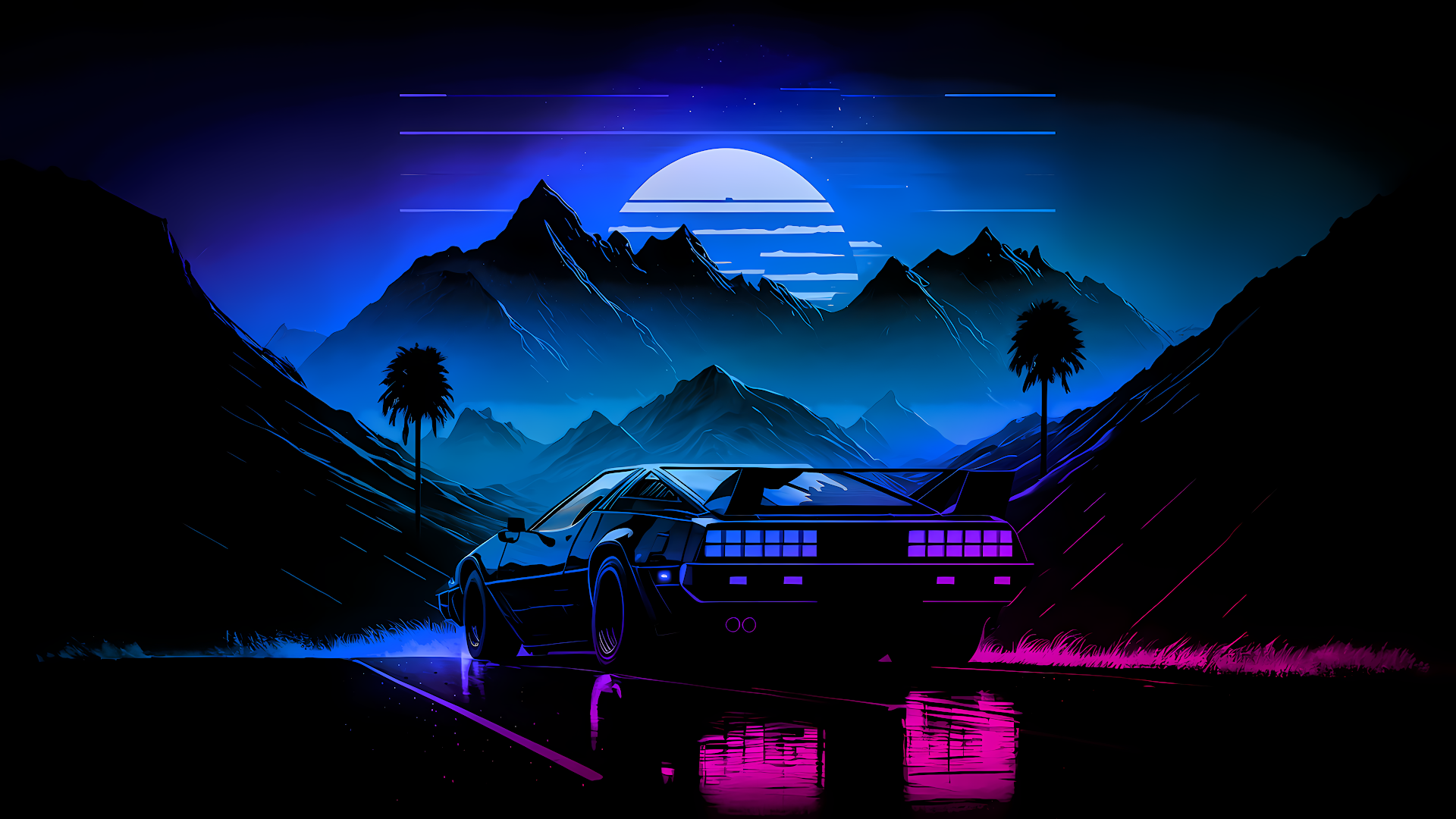 80s Synthwave 4K Wallpaper