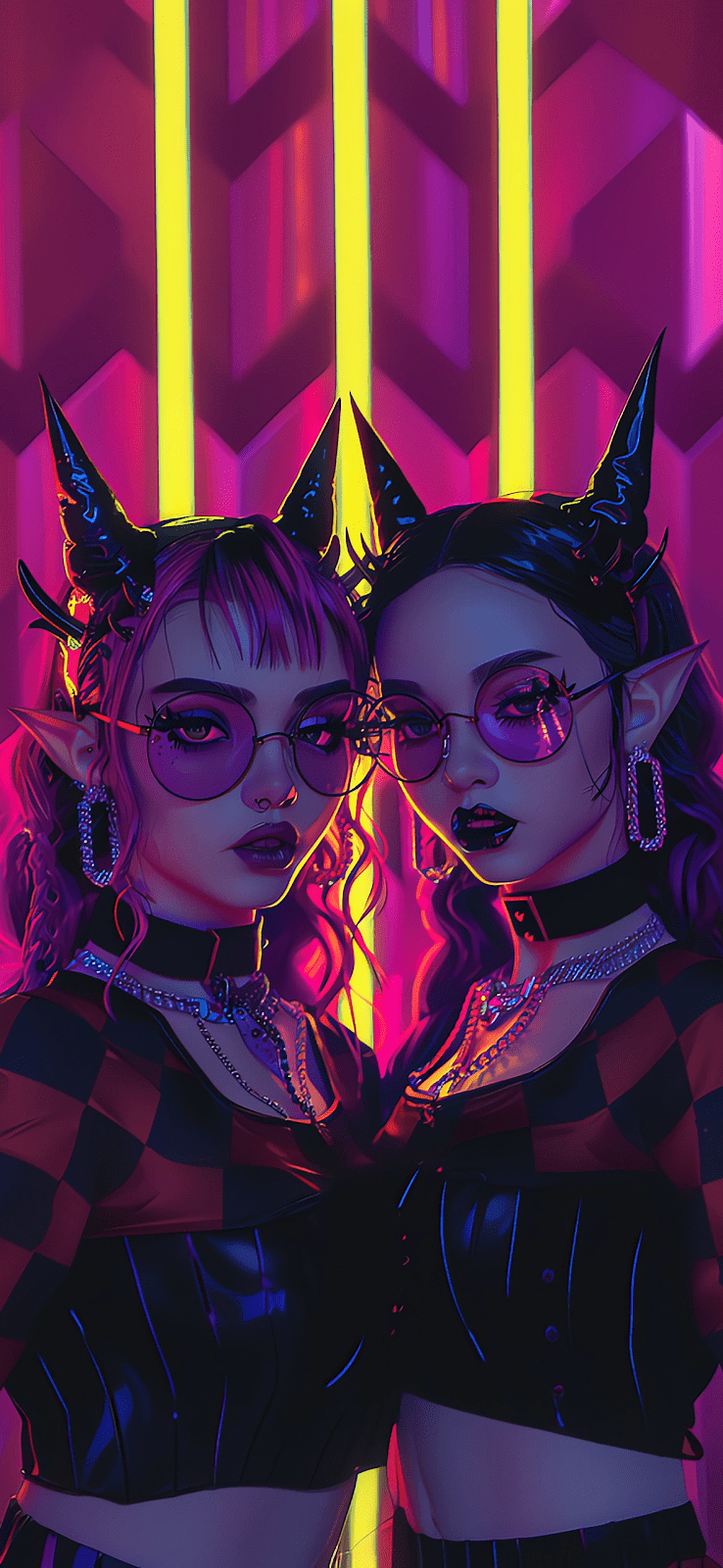 Synthwave Fairy Queens iPhone Wallpaper