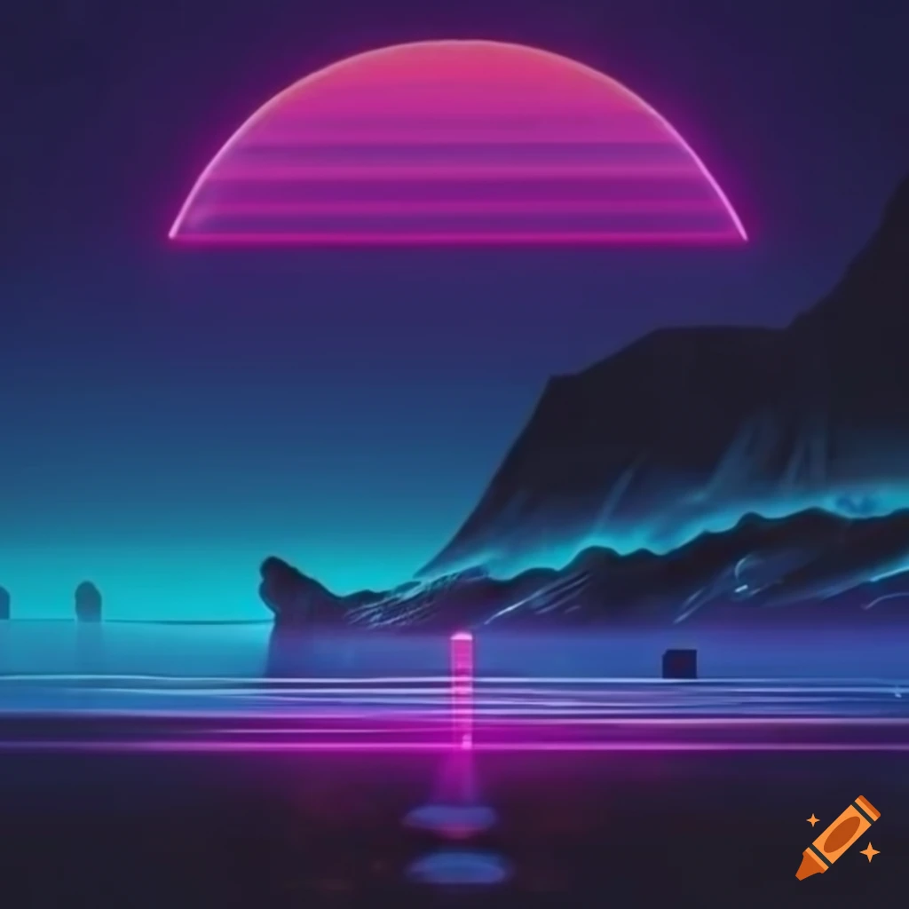 Synthwave neon lights background on Craiyon