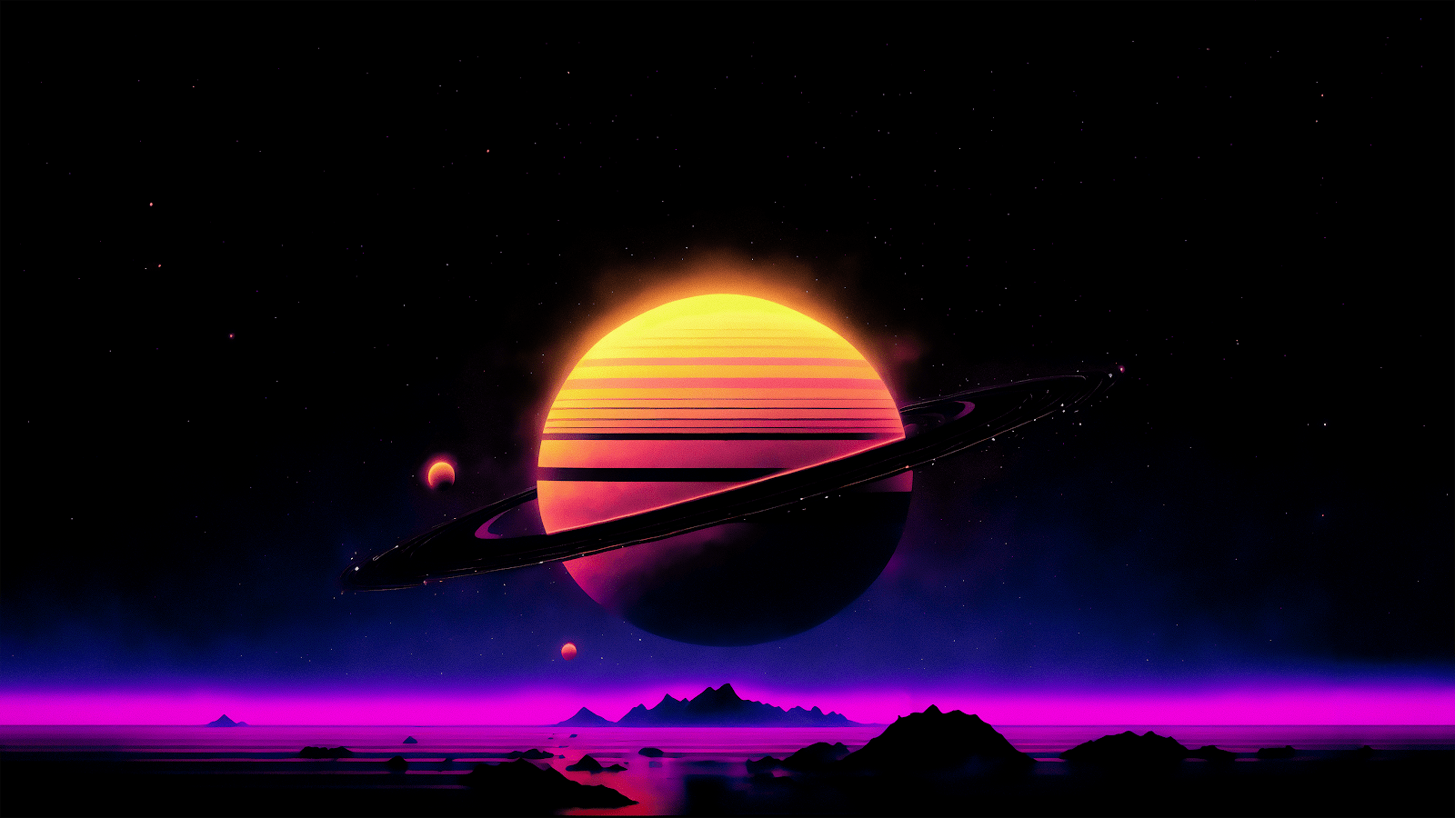 4K Synthwave Saturn Wallpaper for PC