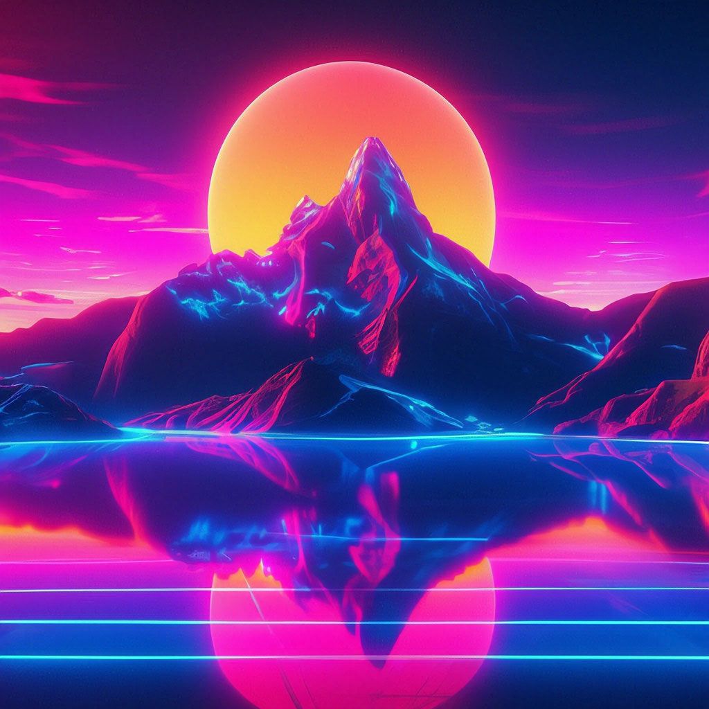 Aesthetic mountain synthwave