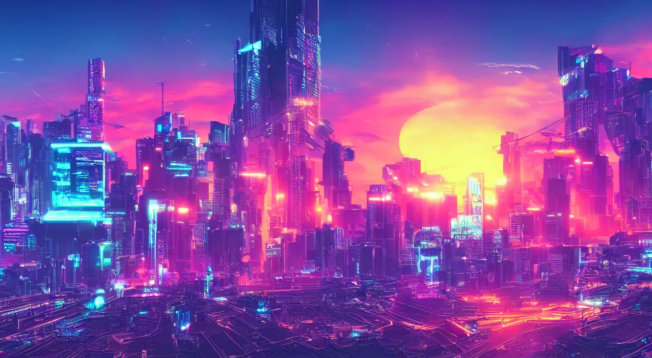 cybernetic synthwave vaprowave city