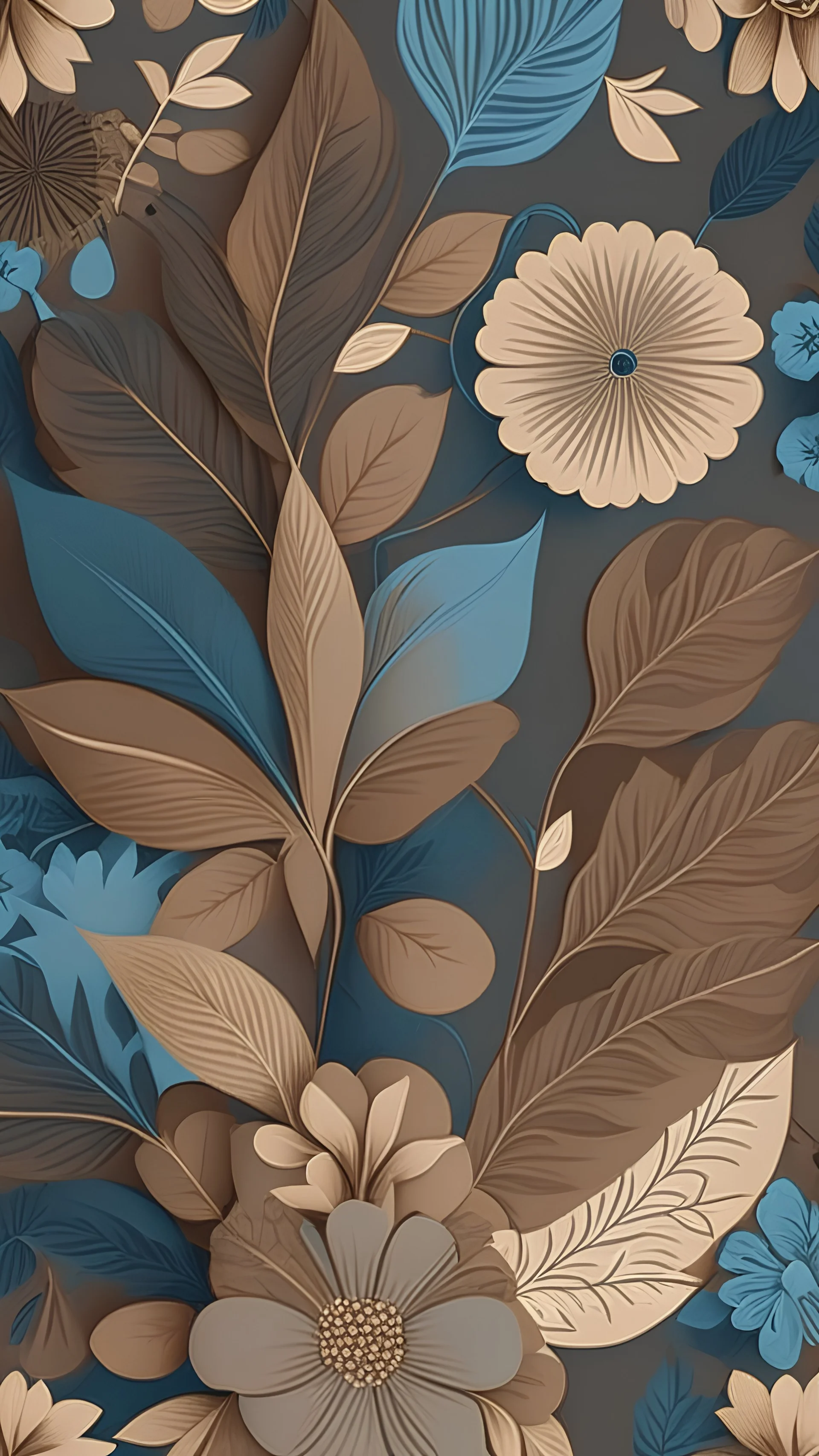 Boho Wallpaper Digital, Blue Brown