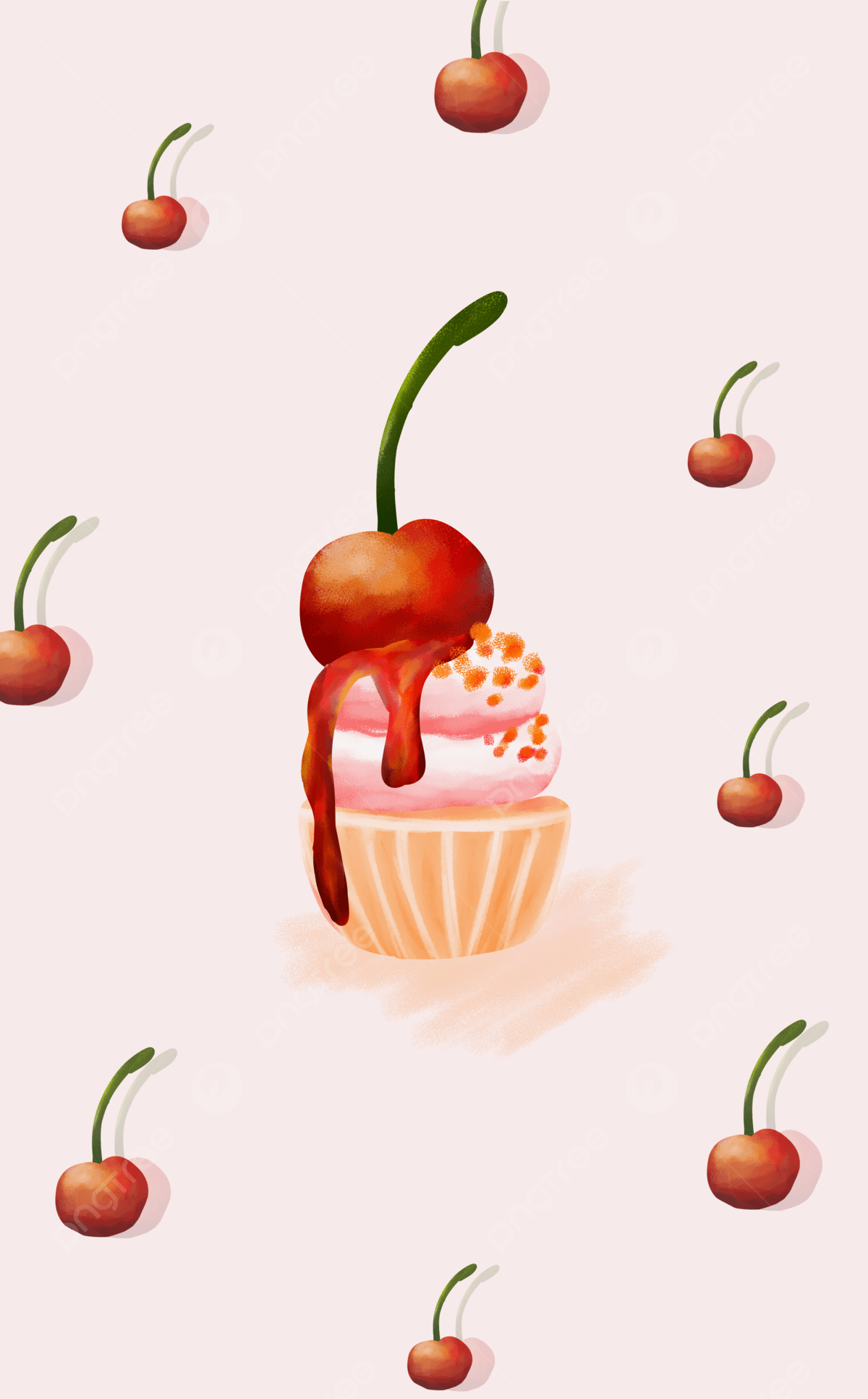 Cherry Ice Cream Cake Background