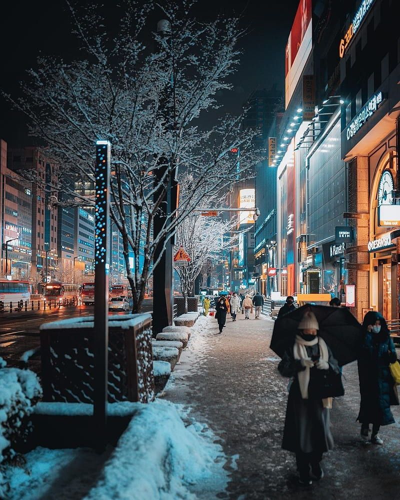 Winter in Gangnam, Seoul, South Korea