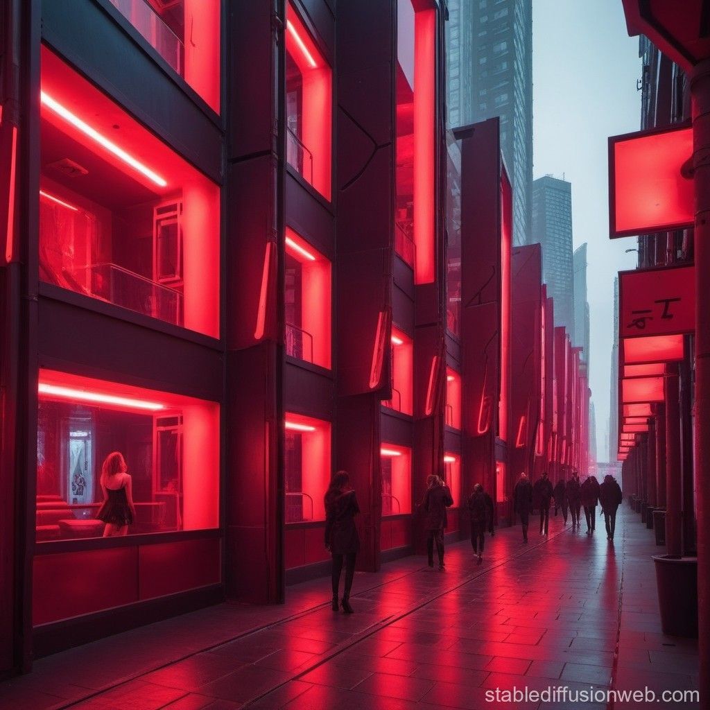 Futuristic Red Light District. Stable