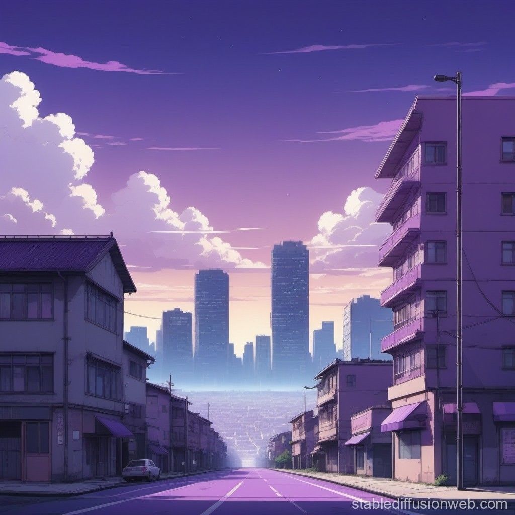 Purple Toned Lofi Anime Street