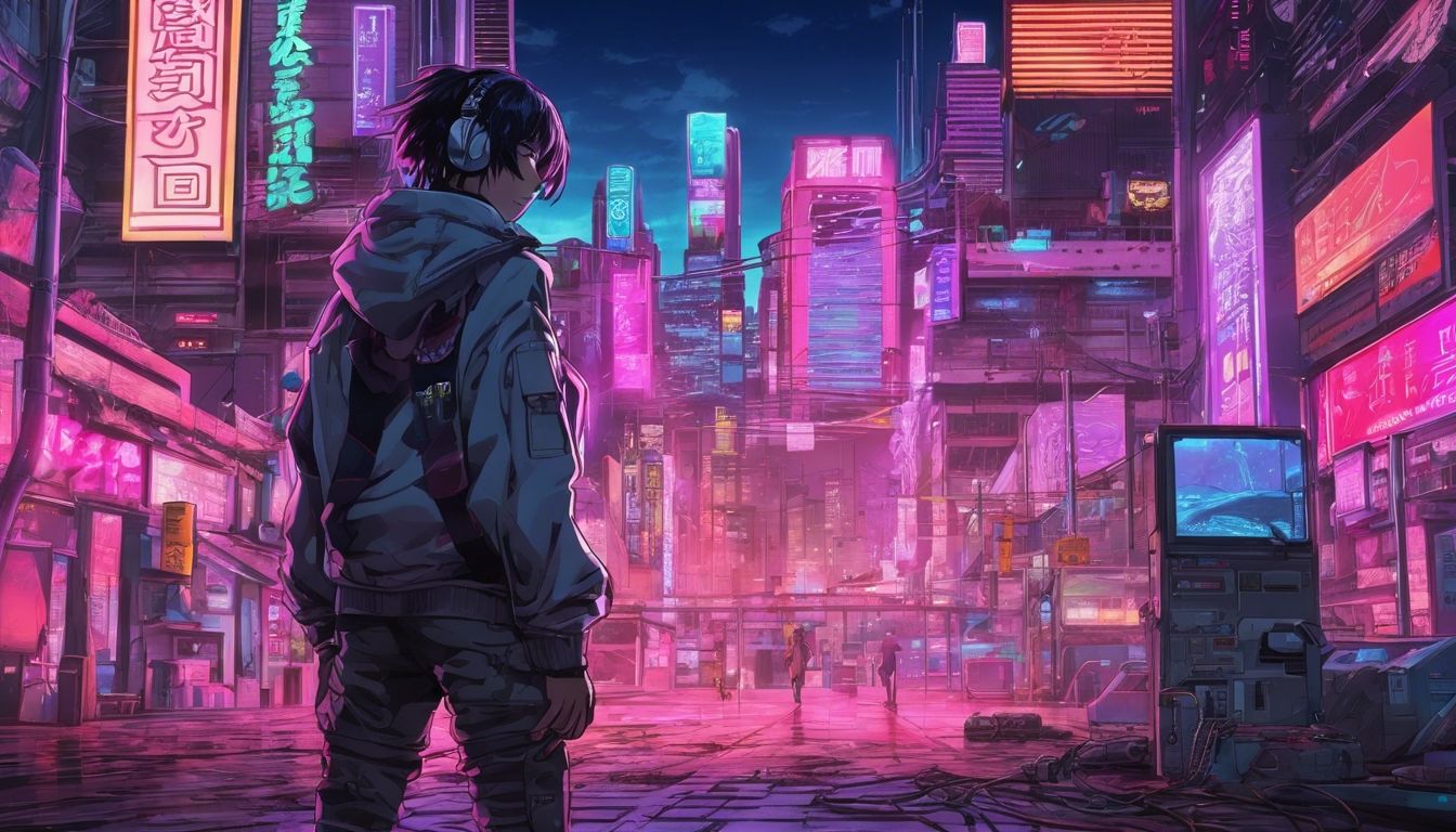 Cyberpunk anime character in a