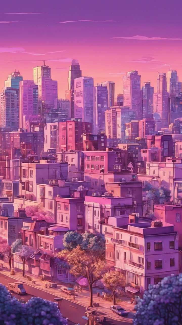 Lilac Colored City Skyline