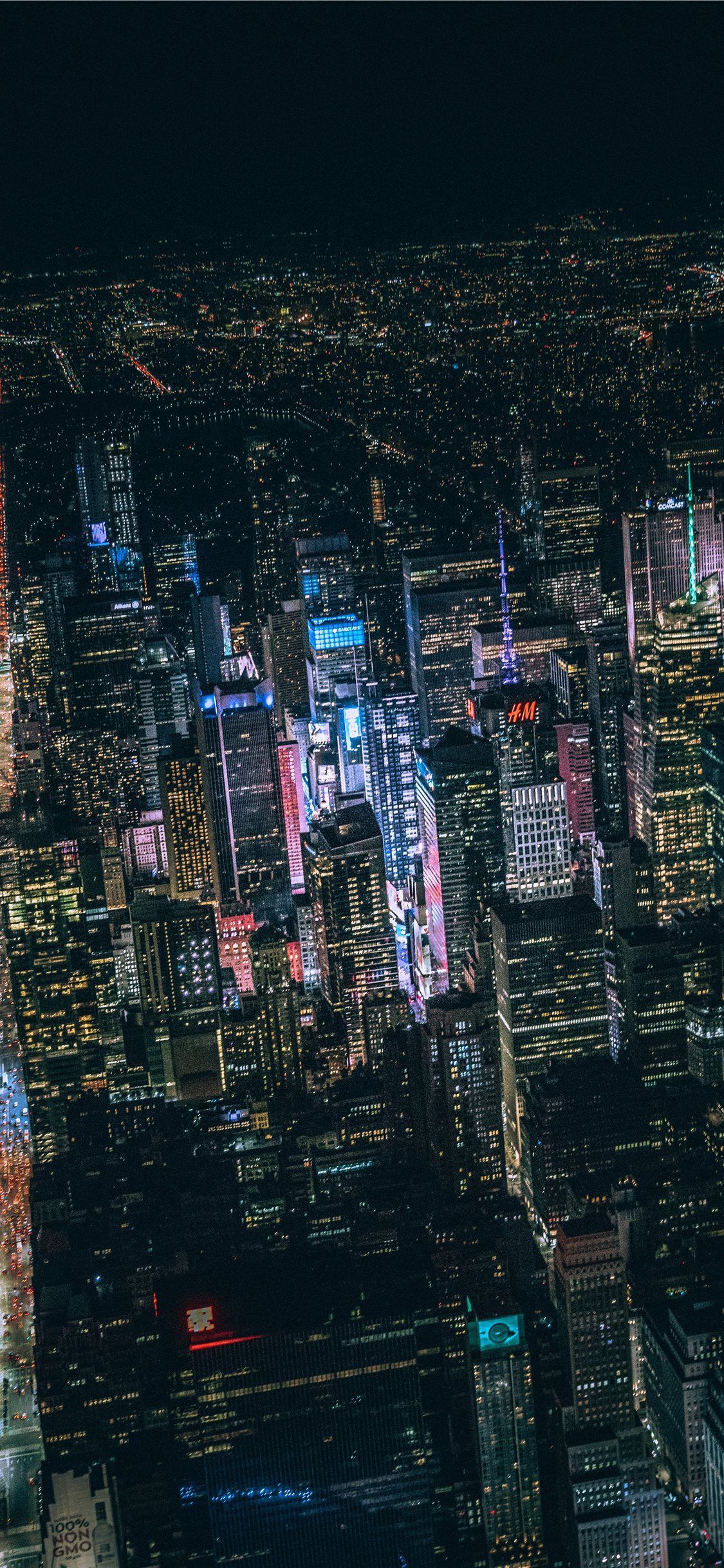 Aerial view of the city at night - City