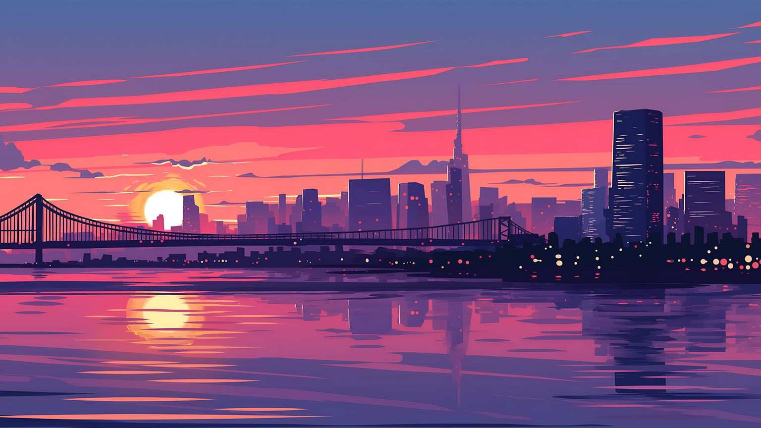 Aesthetic Cityscape Sunset Bridge