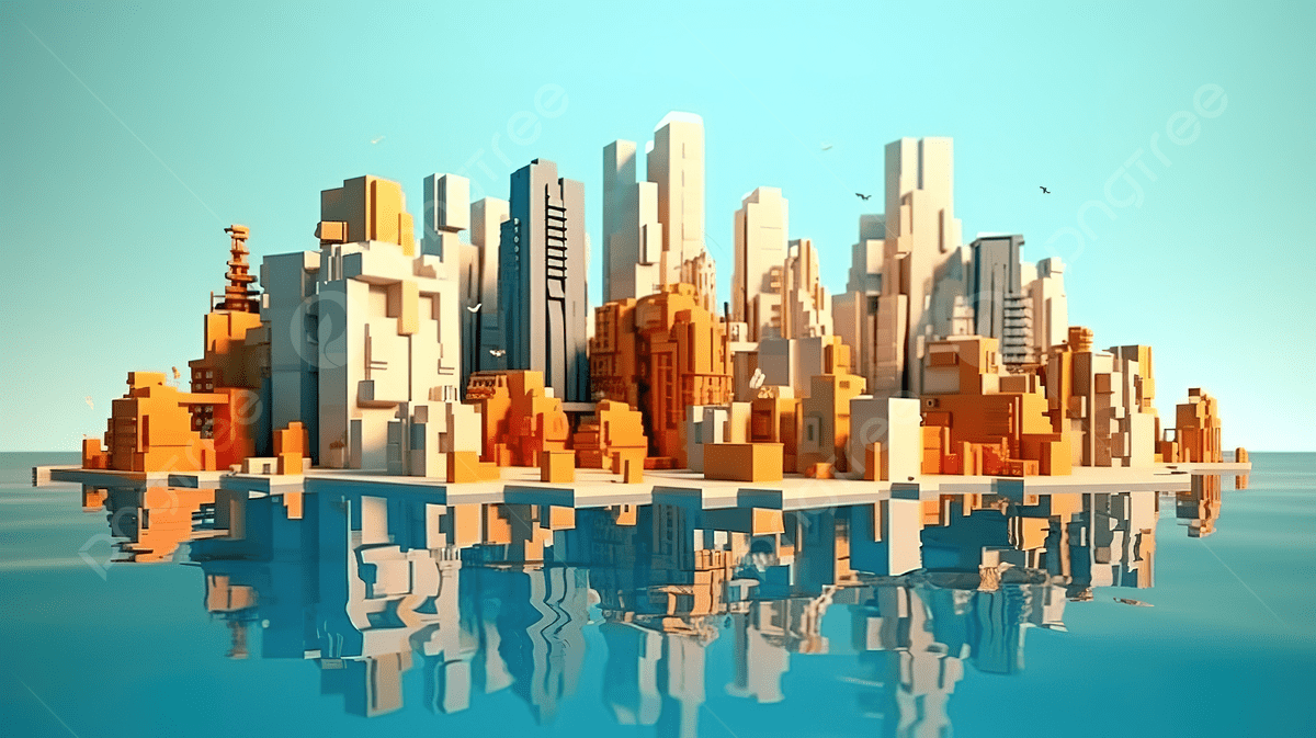 Low Poly Gaming City In Cartoon Style