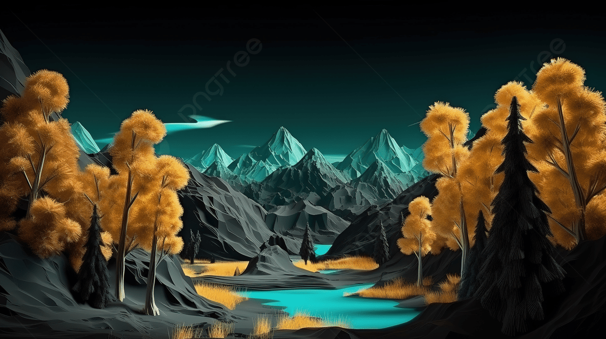 3D Illustration Of Low Poly Landscapes