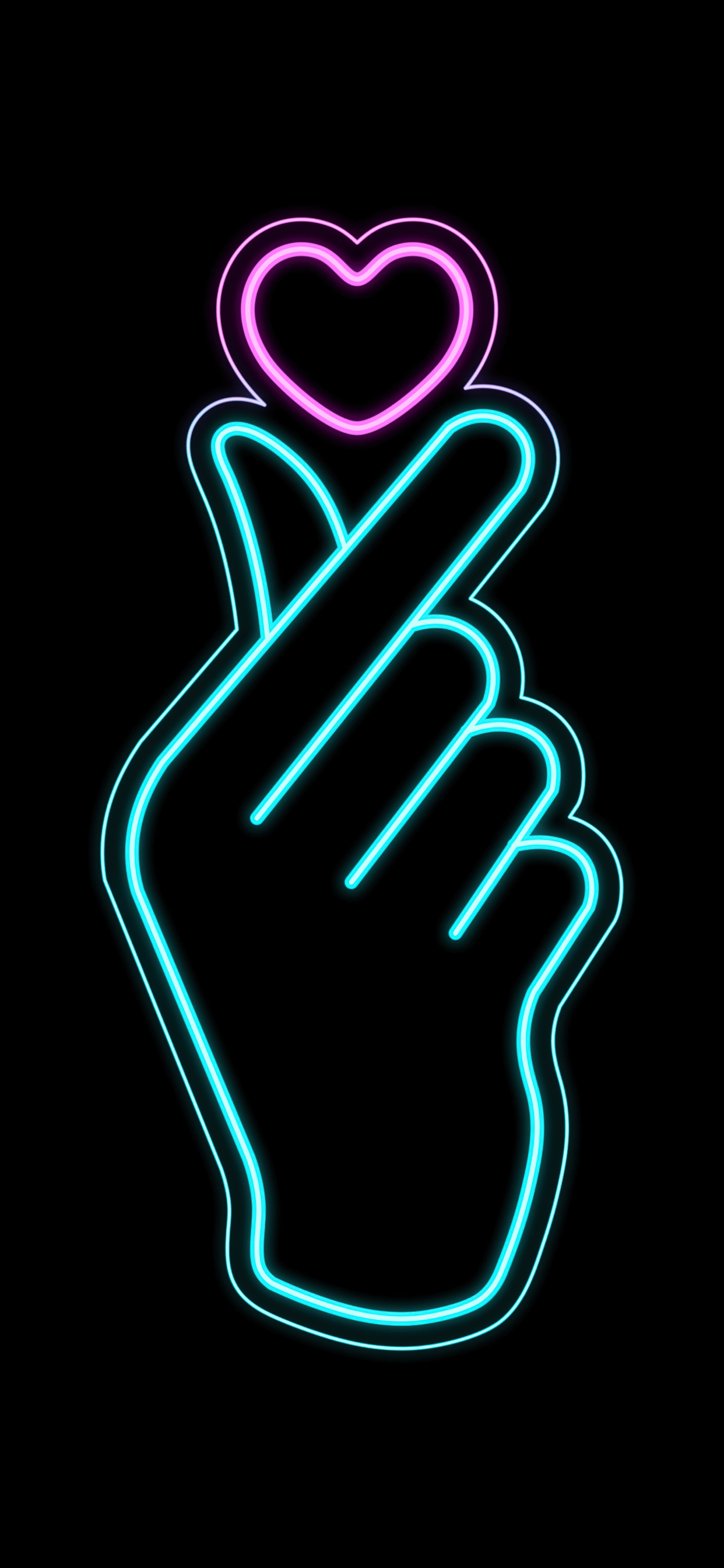 Glowing Wallpaper 4K, Finger heart, K