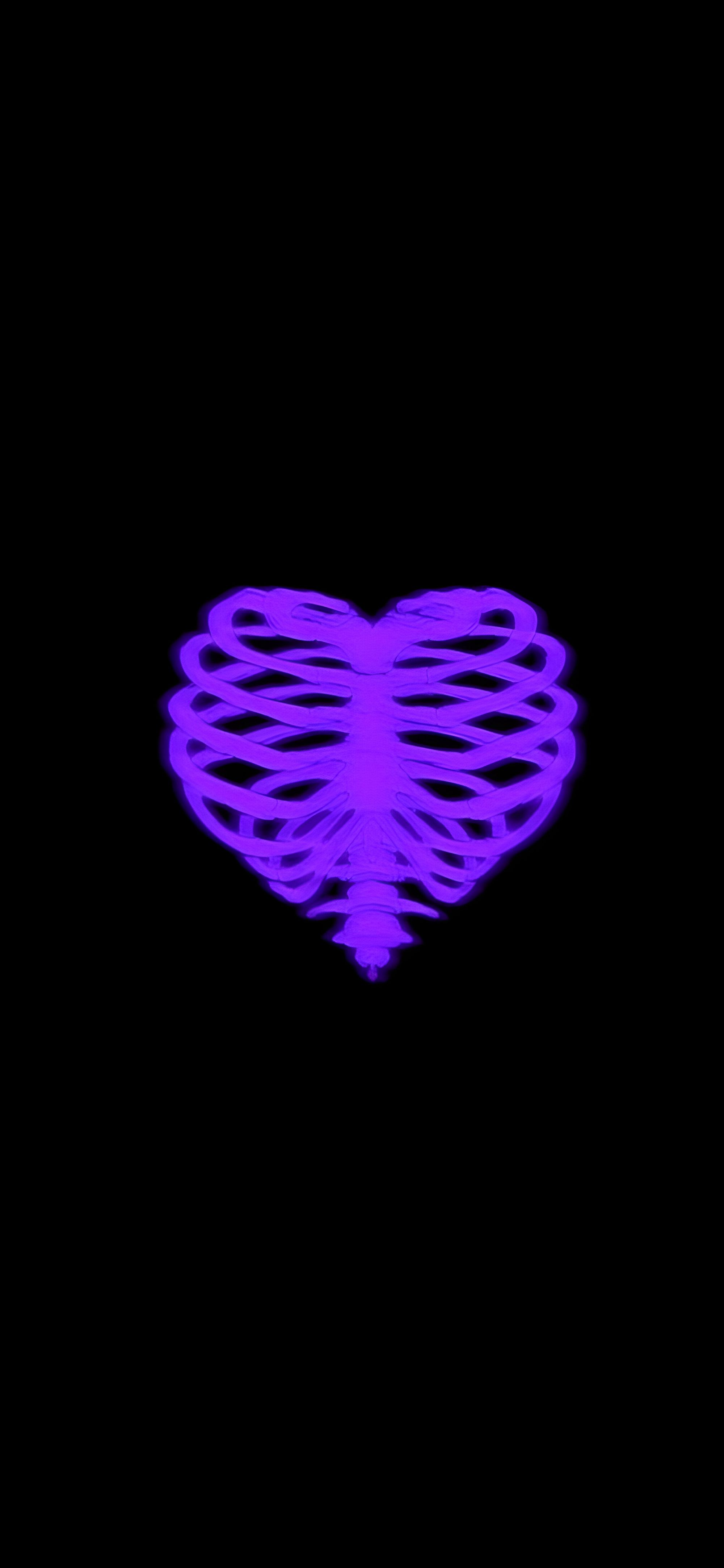 Glowing Purple Ribcage Heart Wallpaper