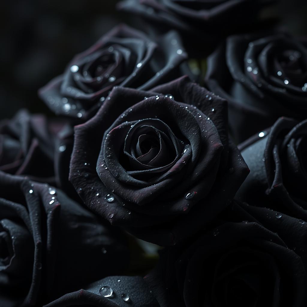 Enchanted Bloom: Black Roses with Water