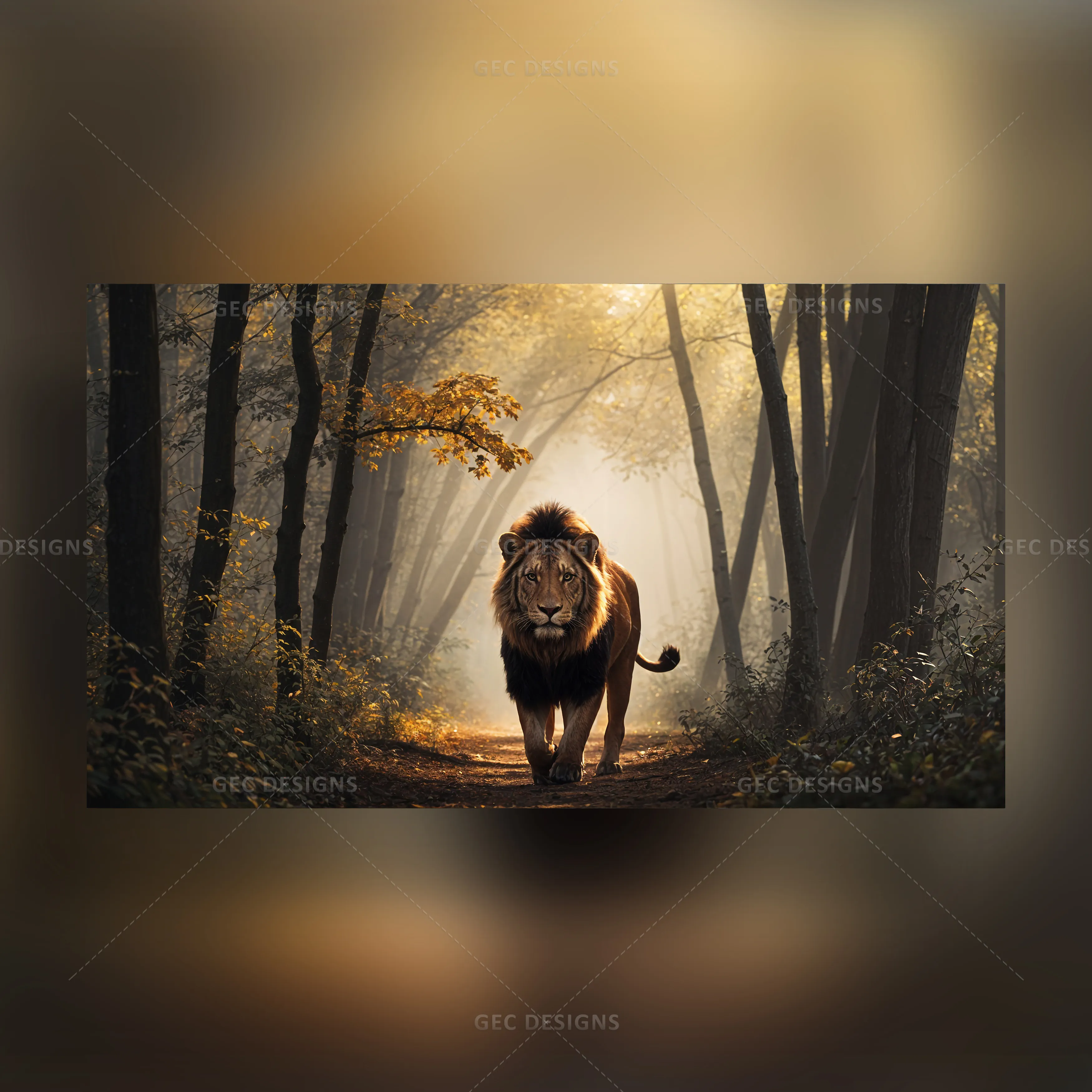 Lion in the forest background AI