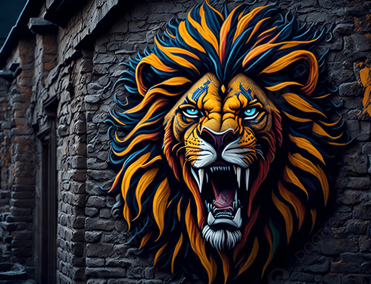 Beautiful 3D Graffiti Of A Golden Lion