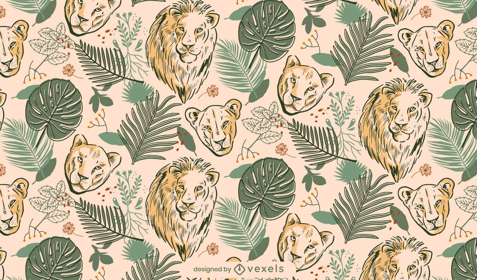 Lions And Tigers Animals Pattern Design