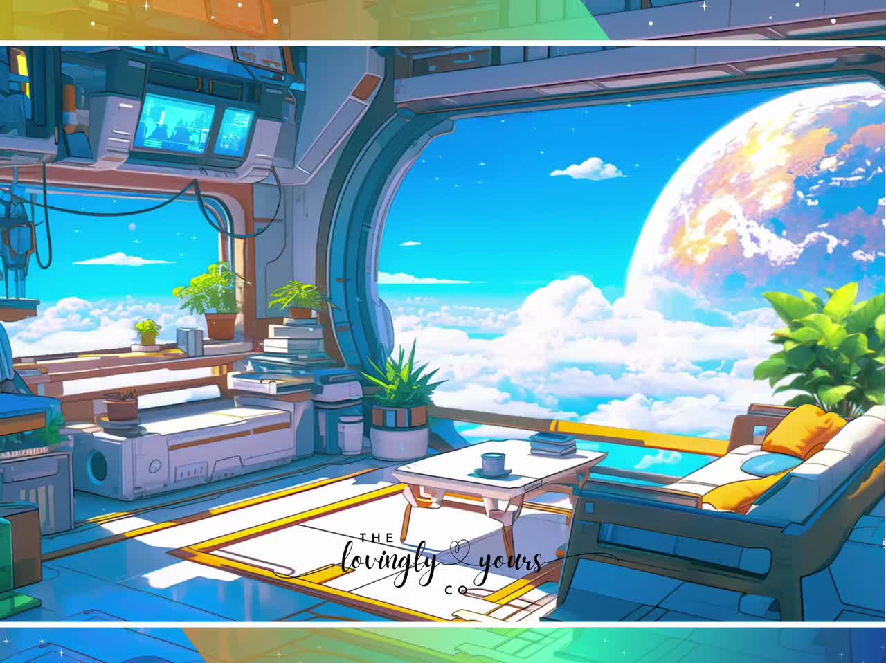 Solarpunk Living Room Animated Lofi