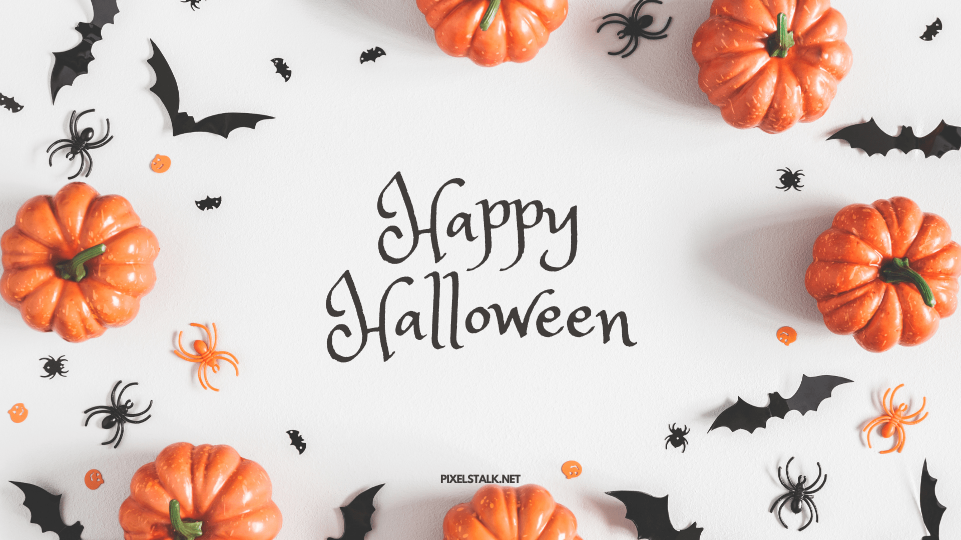 Happy halloween greeting card with pumpkins and bats - Halloween, cute Halloween