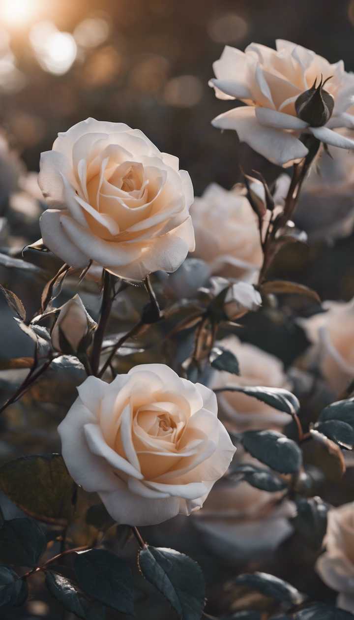 Gray roses with their intricately