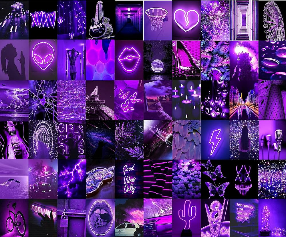 FLOWRA 60PCS Neon Purple Wall Collage