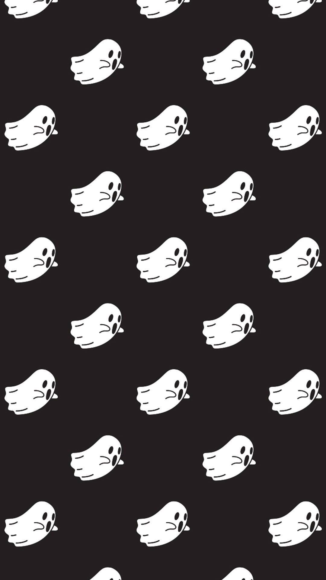 A black and white pattern of ghosts. - Ghost