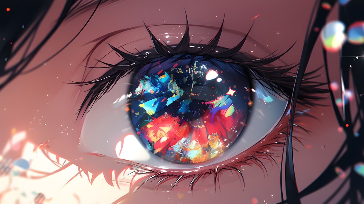 Colorful Eye Anime Girl Desktop