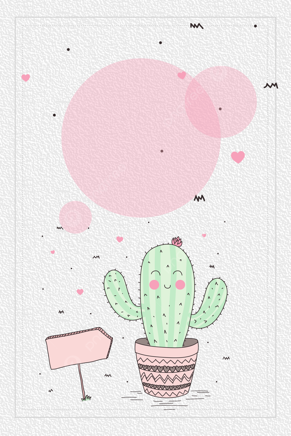 June Hello Cactus Gray Art Background