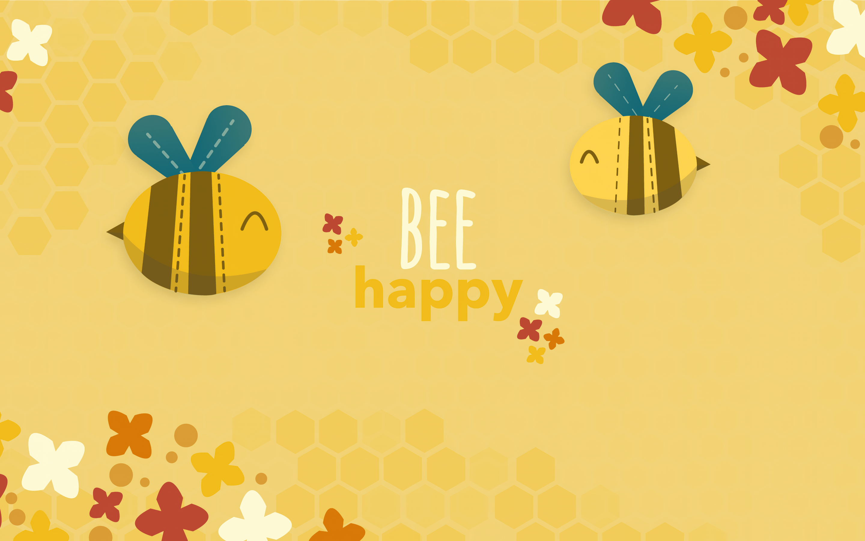 Bee happy Wallpaper 4K, Yellow