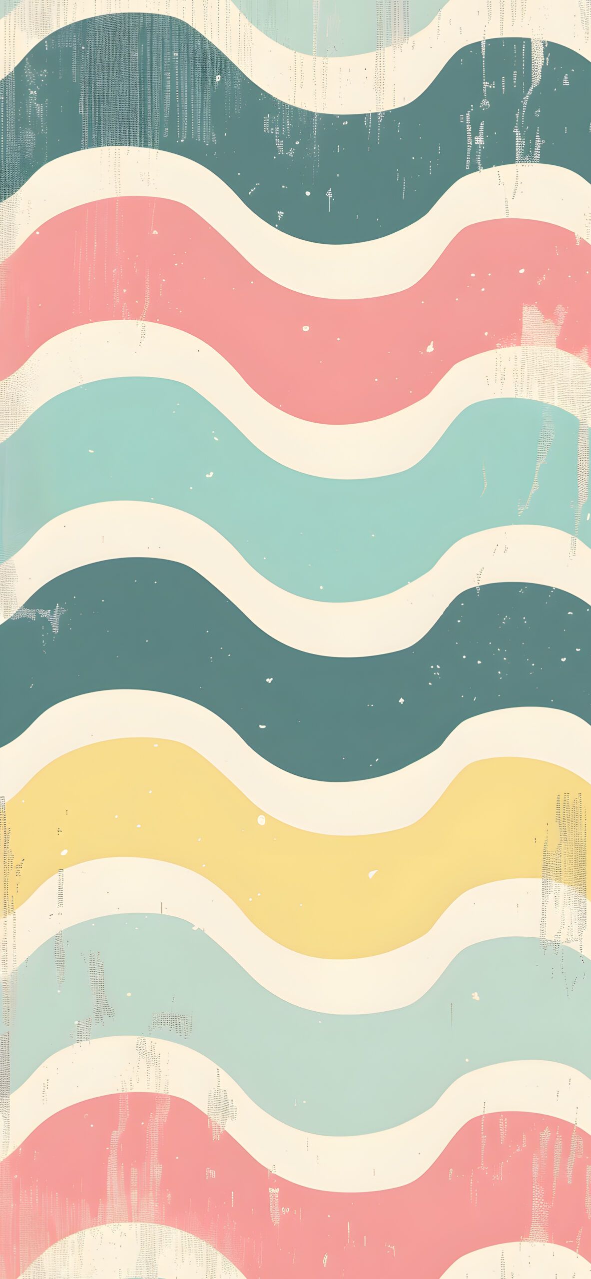 Vintage Pastel Wavy Lines Wallpaper