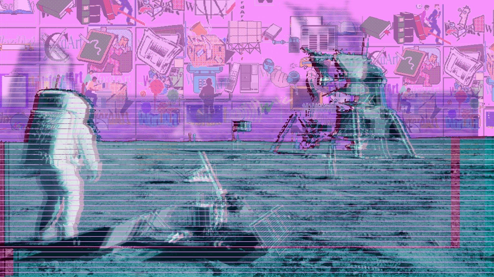 Vaporwave Astronaut Glitch: 4K Ultra HD Art