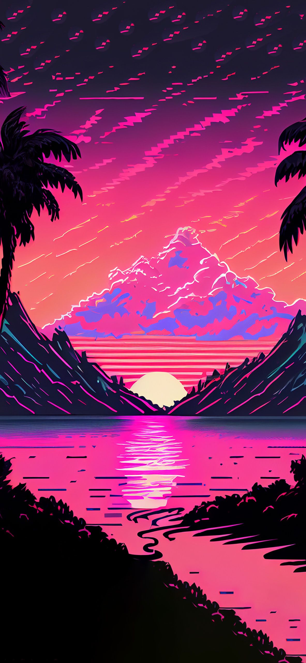 Vaporwave Sunset & Gulf Wallpaper