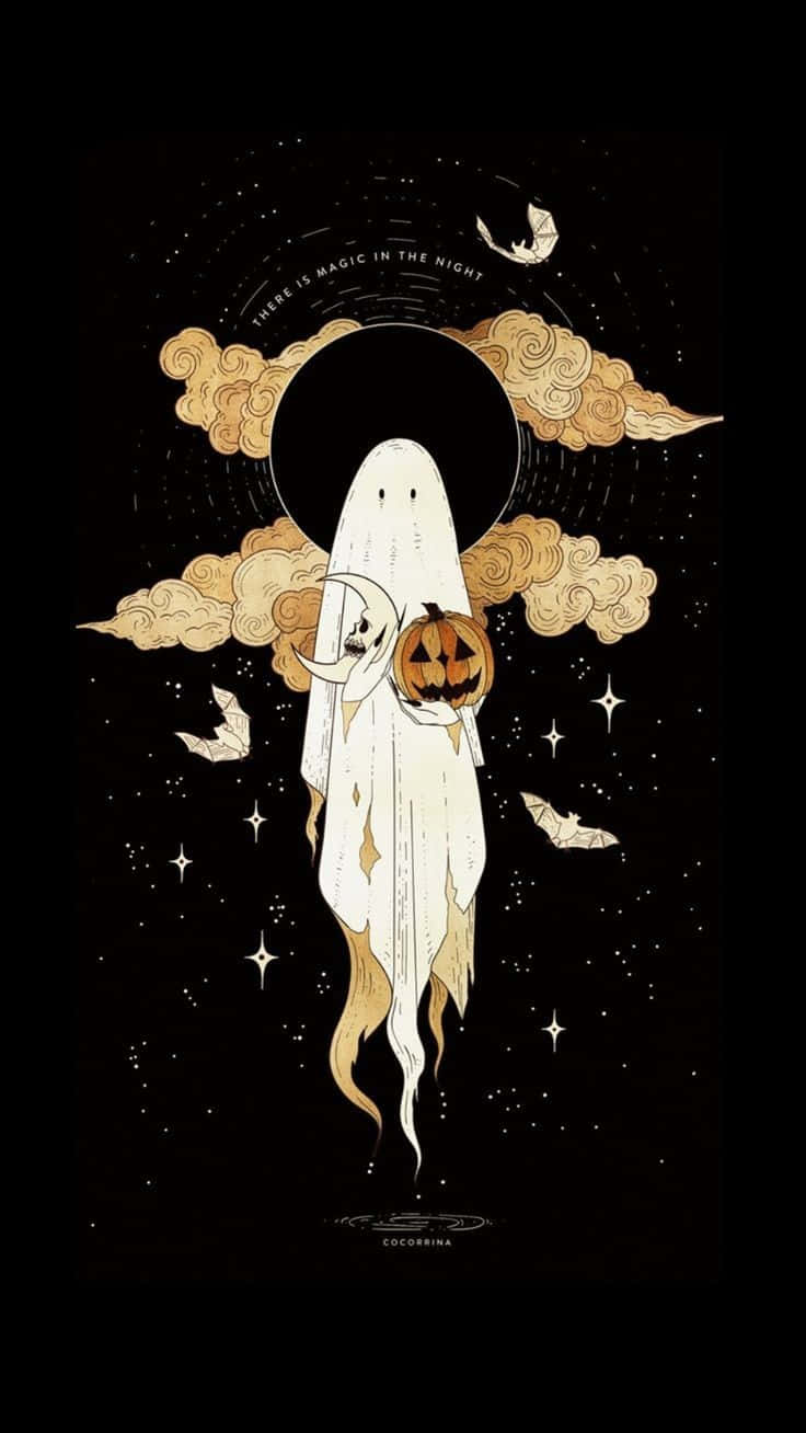 Download Vintage Ghost Holding Pumpkin